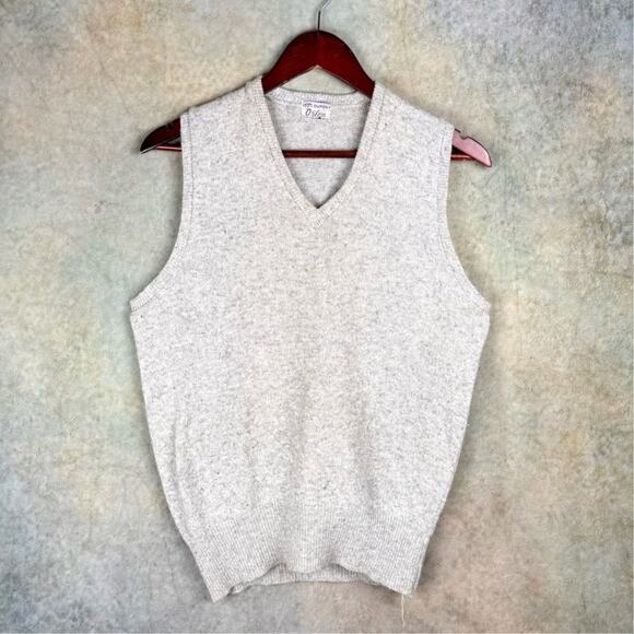 VTG 60s Knit Sweater Vest Mens M Gray V Neck Plain True Vintage Orlon Pullover - Picture 1 of 8